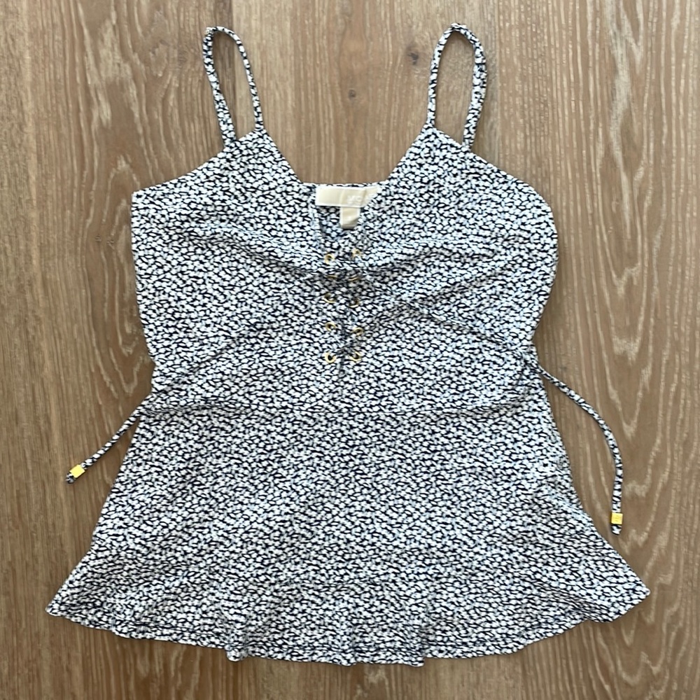 MICHAEL KORS💙peplum floral cami with gold ties